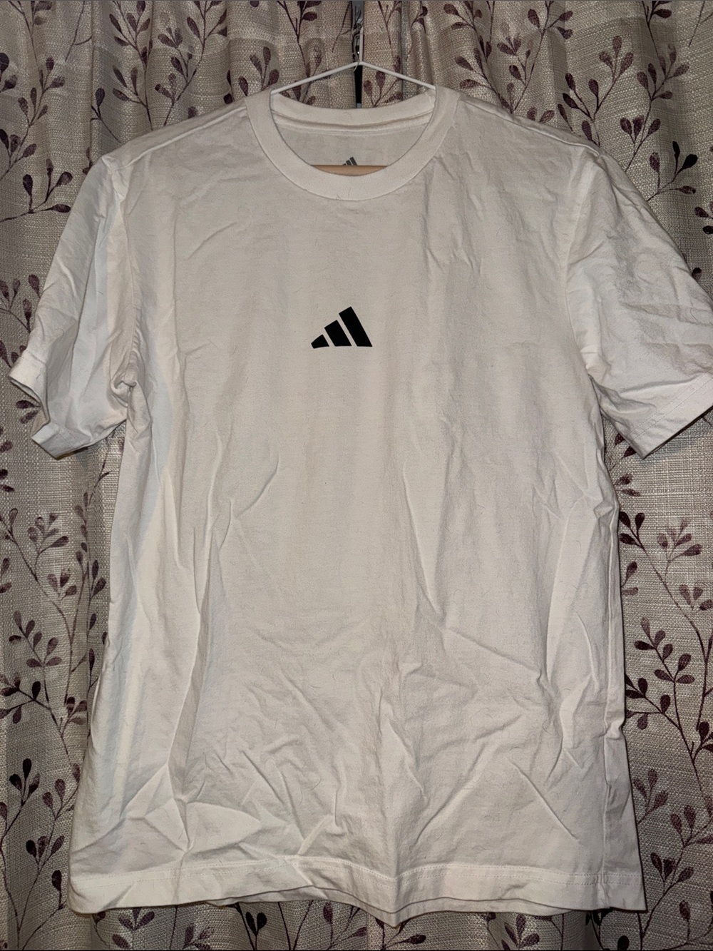 adidas White Short Sleeve Crew Tee with Black Logo